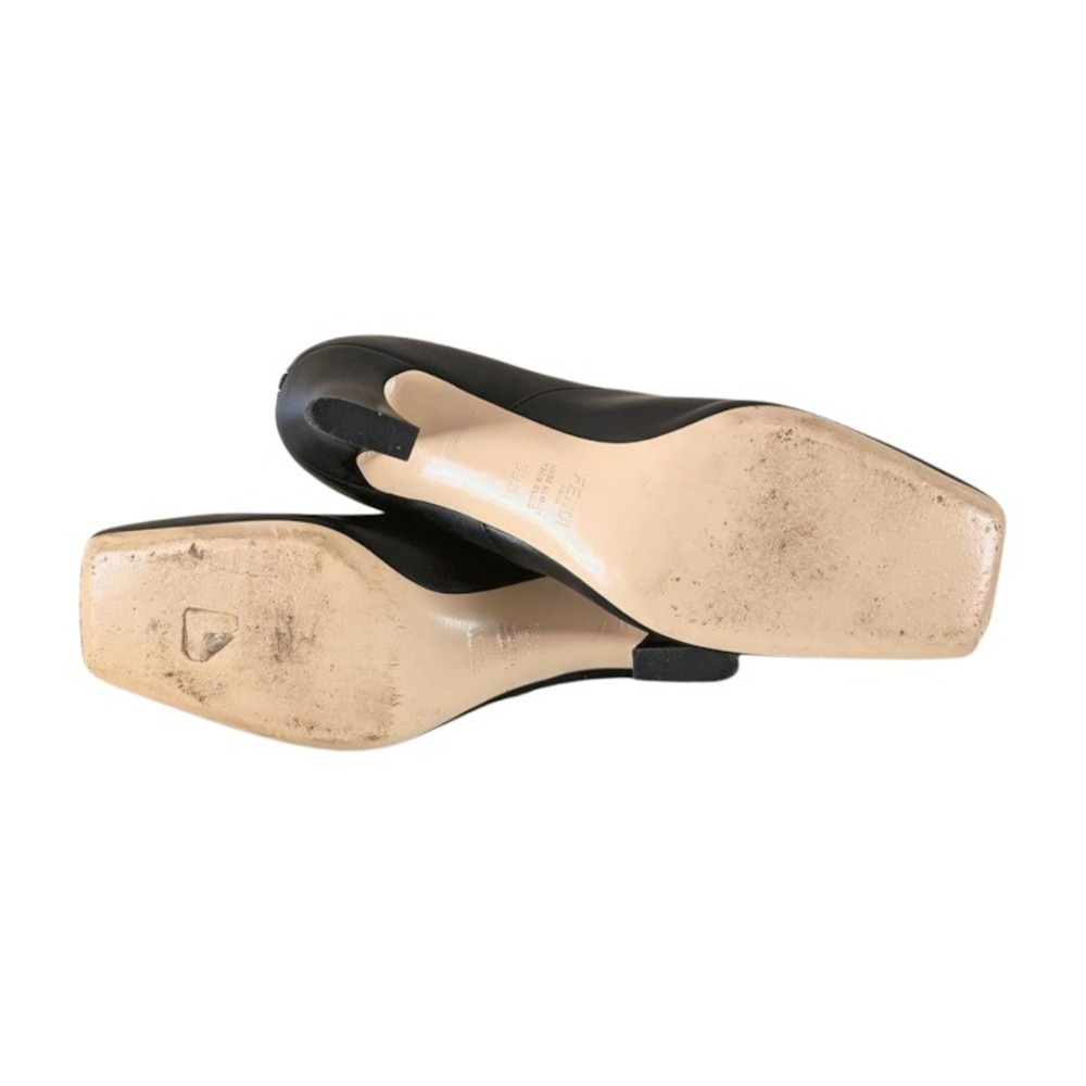 Fendi FFreedom Calf Leather Black Leather Square Toe Heeled Ankle‎ Boots SZ 39.5 - Picture 4 of 9